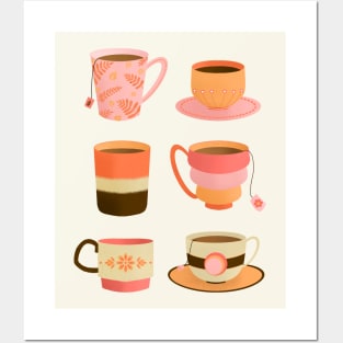 Orange and pink tea cups Posters and Art